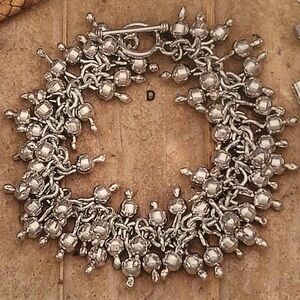STERLING SILVER Cha Cha Bracelet heavy Beaded Ball Toggle